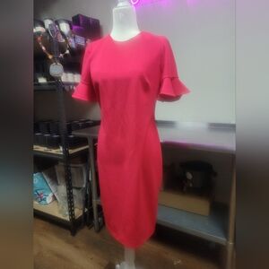 Pink Calvin Klein party dress.